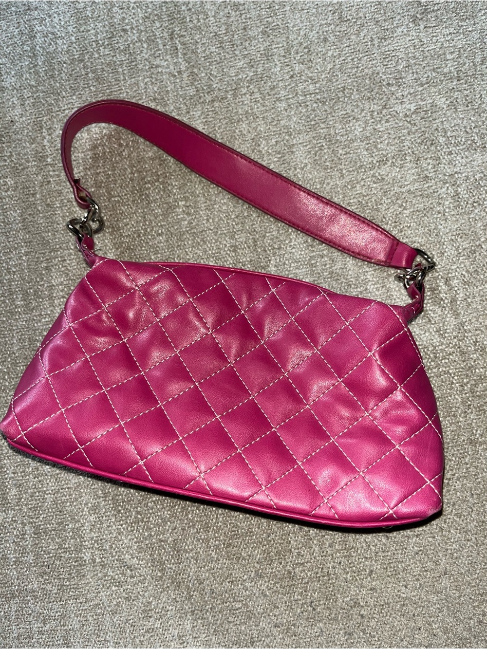 Stylish Pink Quilted Women's Shoulder Bag